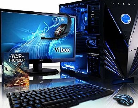 Vibox  Sharp Shooter Package 7A Gaming PC - 4.0GHz AMD FX 4-Core CPU, GTX 1050 GPU, Advanced, Desktop Computer with Game Bundle, 22`` Monitor, Headset, Gaming Keyboard amp; Mouse, Blue Internal Lightin