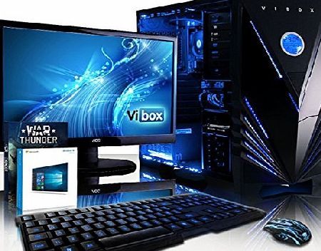 Vibox  Standard Package 3X - 3.8GHz AMD A8 Quad Core CPU, Desktop PC Computer with Game Bundle, 22`` Monitor, Gaming Keyboard amp; Mouse, Windows 10 OS, Blue Internal Lighting and Lifetime Warranty* (3