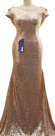 Vickyben Mermaid Prom Dress Bridesmaid Gown Evening Dress Party Dress (UK6, rose gold)