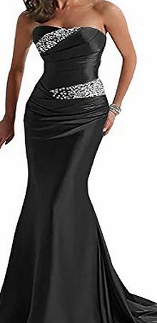 Vickyben Womens Strapless Beaded ruched Mermaid Evening Dress Prom Dress Bridesmaid Dress Ball Gown