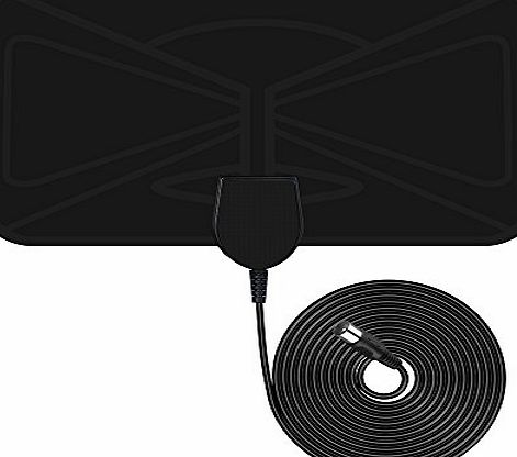 VicTsing Ultra-Thin Amplified Digital HDTV Aerial TV Antenna, 25-Mile Range Indoor HDTV Antenna with 10 FT Long Cable for Digital Freeview and Analog TV Signals, Window Aerial, Optimized Butterfly-Sha