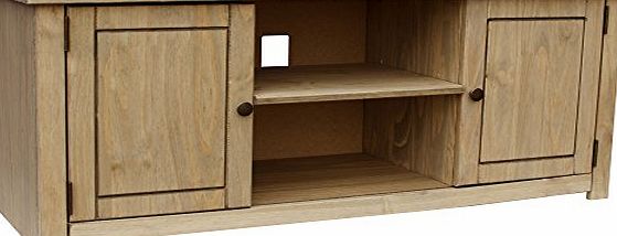 Vida Designs Panama Solid Pine Entertainment Furniture 2-Door 1-Shelf Flat Screen TV Unit, Wood, Natural