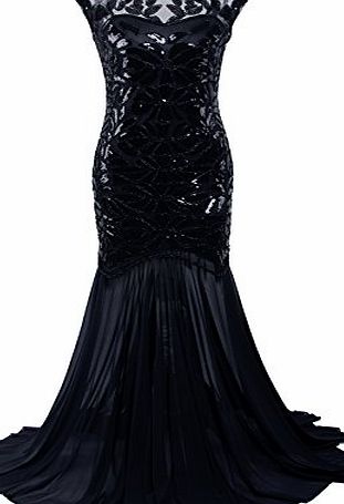 Vikoros 1920s Long Prom Dresses Sequins Beaded Art Deco Evening Party V Neck Back