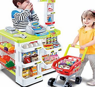 Vinsani Kids Role Play Supermarket Set Superstore Shop Toys Children Supermarket Lights and Sound(Green)
