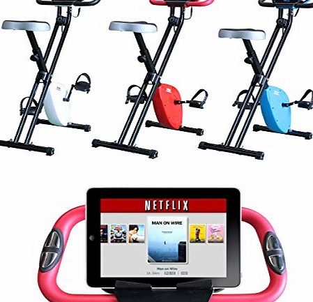 Vivo Foldable Magnetic Exercise X Bike For Cardio Fitness Workout Weight Loss Body Tine Cycle Bicycle Folding Home Cycling Machine with iPad / Samsung / Tablet Holder- White