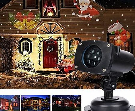 Vokul Moves Automatically LED Landscape Spotlight Projector Light, Indoor/Outdoor Garden Landscape Lights, Wall Decoration Light, Party Light ,Chirstmats Light with 12pcs Switchable Theme Flakes