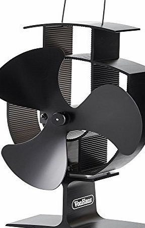 VonHaus 3 Blade Heat Powered Stove Fan for Wood/ Log Burner - Black Steel - FREE 2 Year Warranty
