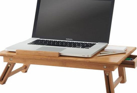 VonHaus Bamboo Portable Folding Laptop/Notebook Table with Drawer - FREE 2 Year Warranty