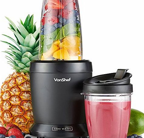 VonShef 1000W Ultrablend Personal Blender Nutrient Extractor includes 1L Large Cup, 800ml Cup, FREE 2 Year Warranty