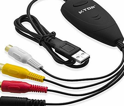 VTOP V.TOP External USB Video/Audio Capture Card Convert VHS to DVD - S Video / Composite Video Capture Device - Function as Video Grabber Card and Audio Grabber Lead from VHS DVD Camcorder for Windows 10 