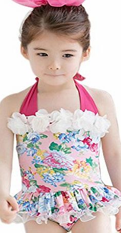Waboats Kids Child Baby Girls Sleeveless Printing One Piece Swimsuit 4T White