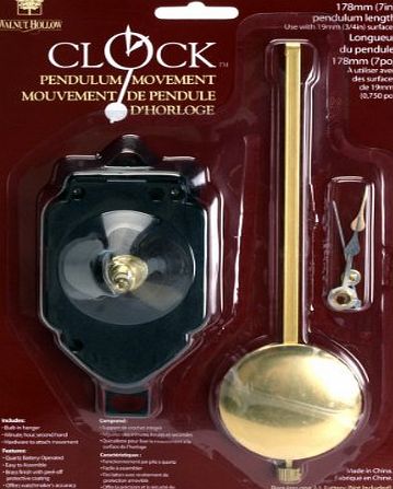 Walnut Hollow Various Pendulum Clock Movement 7-inch for 0.75-inch Surfaces