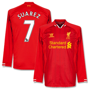 Warrior Liverpool Home L/S Shirt 2013 2014   Suarez 7