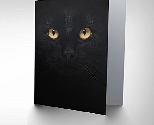Wee Blue Coo Cards BLACK CAT MEOW FELINE ANIMAL PET PHOTOGRAPHY CLOSEUP BLANK BIRTHDAY CARD CP009