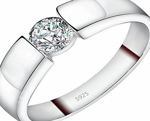 Weeno 925 Sterling Silver Cubic Zircon Crystal Engagement Ring (M)
