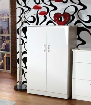 Welcome Furniture Emmeline High Gloss 2 Door Low Wardrobe in White