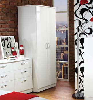 Welcome Furniture Emmeline High Gloss 2 Door Wardrobe in White