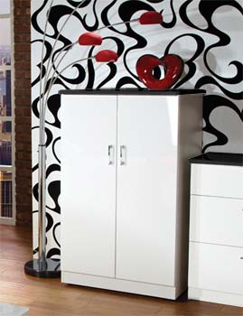 Welcome Furniture Emmeline High Gloss Low 2 Door Wardrobe in White
