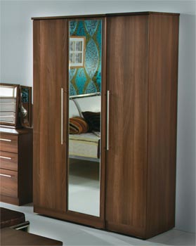 Welcome Furniture Loxley 3 Door Mirrored Wardrobe in Walnut