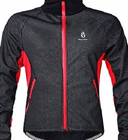West Biking Mens Windproof Fleece Thermal Jacket Cycling Jersey Coat Cycle Jacket Windbreaker Black Red XXL