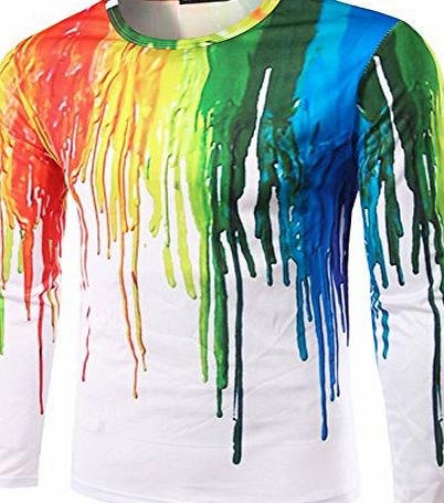 WHATLEES  Mens Hip Hop Slim Fit long sleeve Sweatshirts with Colorful 3D Paint Splatter Print