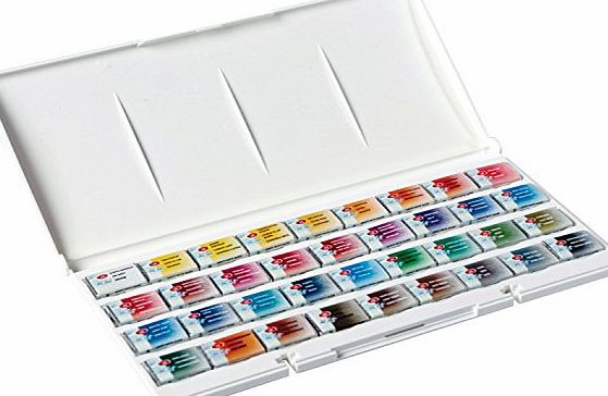 White Nights Watercolour White Night Watercolour Whole Pans Set in Plastic Box, Pack of 36
