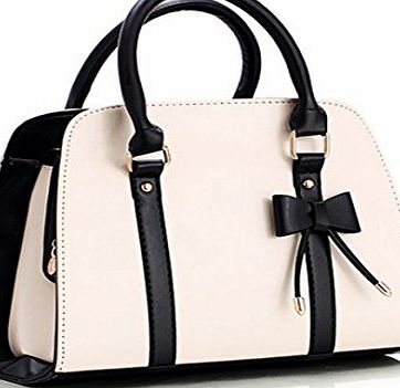 Whoinshop Womens Bow-knot Designer Style Shoulder Handbag Top Handle Bag White