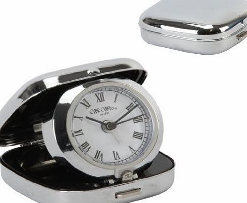 Widdop and Bingham - Metal Fold Up Alarm Clock - White Dial