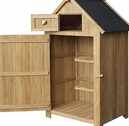 Wiltec Slim utility shed, made of fir wood, with a tar roof, 770x540x1420mm, building plans, garden storage