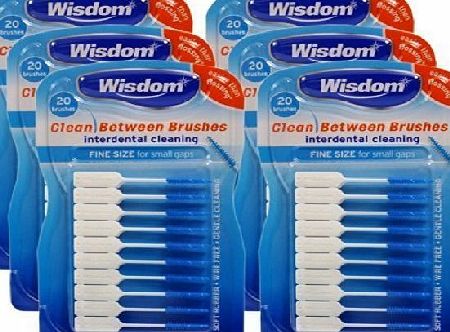 Wisdom 6x Wisdom Clean Between Interdental Brushes - Pack of 20 - Size Fine Blue