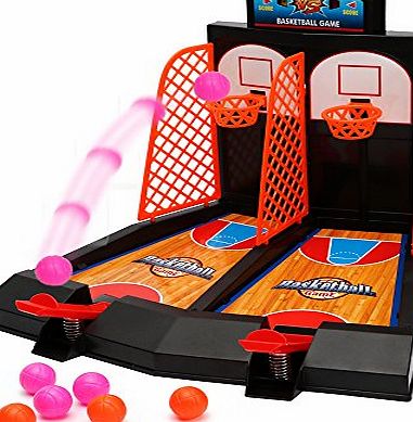 Wishtime Tabletop Mini Basketball Shooting Game 2 Players Shootout Hoops Basketball Game with Scoring Device for Children by Wishtime