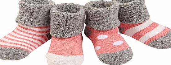 WmcyWell Unisex Baby Newborn Dots Cotton Socks Infant Warm Socks(Pack of 4), 6-12 Months, Thick Pink