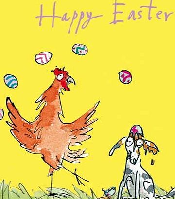Woodmansterne Easter Cards (WDM3878) - Pack Of 5 - Juggling Eggs - Quentin Blake - Flittered Finish