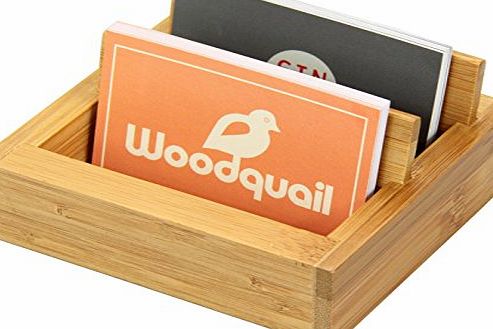 Woodquail Desk Business Card Holder Mobile Phone Stand. Made of Natural Bamboo