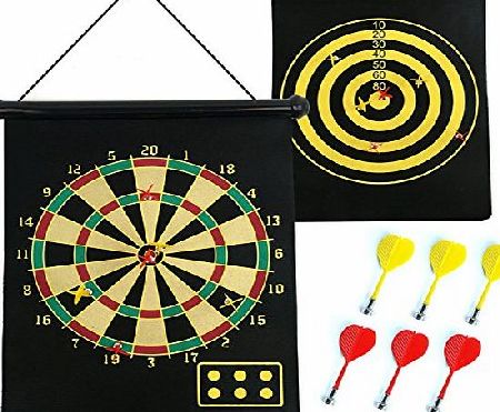 World Of Things Roll Up Extra Large Double Sided Magnetic Dart Board Indoor 6 Darts Kids Game
