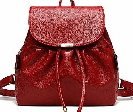 YAAGLE PU Leather Casual College Backpack Large Capacity Shoulder Bag for Women and Girls