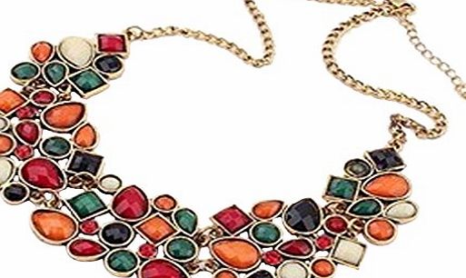 YAZILIND Colorful Short Necklace Choker Bib Statement Crystal Pendant Collar Chunk Women Gold Plated Chain