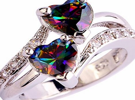 YAZILIND Engagement Heart Ring Colorful Crystal Bridal Anniversary Women Jewelry Size12