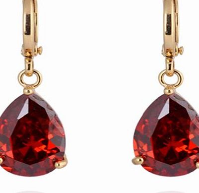 YAZILIND  Charming Smooth 18K Gold Plated Inlay Teardrop Red Cubic Zirconia Simple Design Dangle Drop Earrings for Women