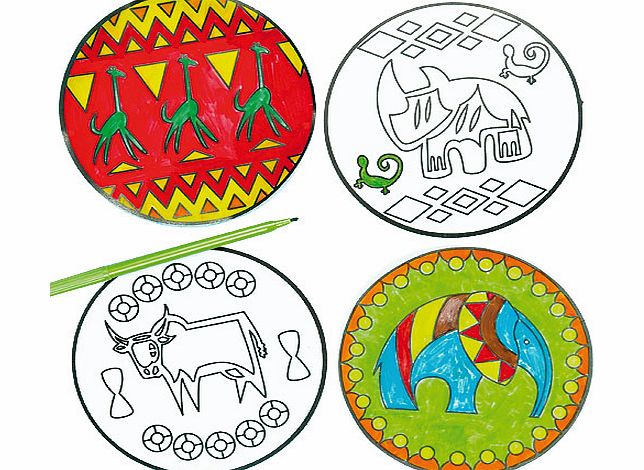 Yellow Moon African Colour-in Window Decorations - Pack of 12