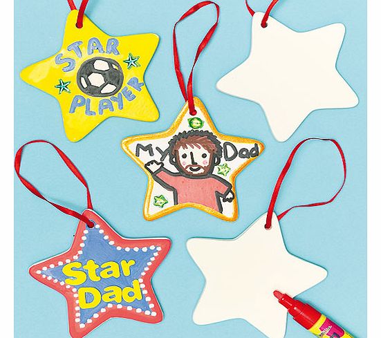 Yellow Moon Ceramic Star Hanging Decorations - Pack of 5