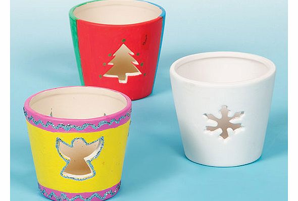 Yellow Moon Christmas Ceramic Tealight Holders - Pack of 4