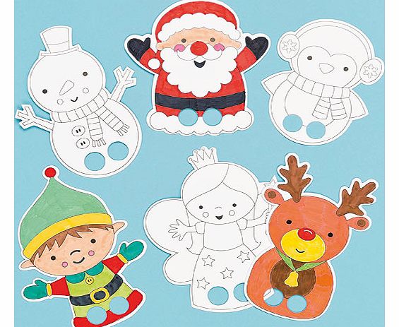 Yellow Moon Christmas Colour-in Finger Puppets - Pack of 24