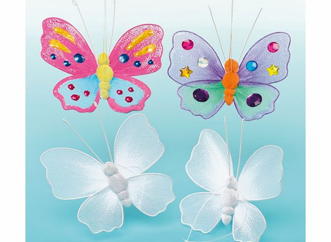 Yellow Moon Colour-in Fabric Butterflies - Pack of 6