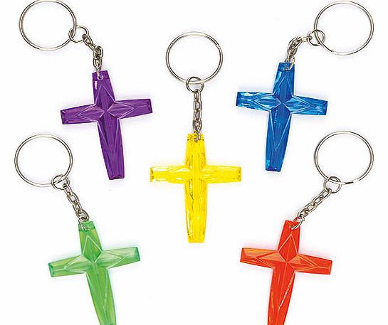 Yellow Moon Colourful Cross Keyrings - Pack of 12