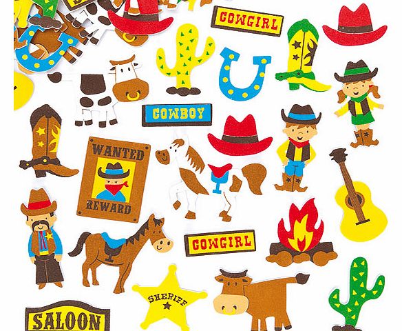 Yellow Moon Cowboy Foam Stickers - Pack of 120