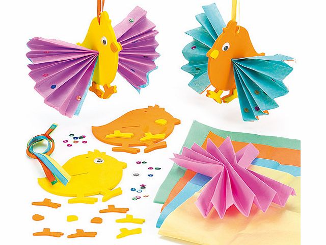 Yellow Moon Crinkle Chick Hanging Decorations - Pack of 4