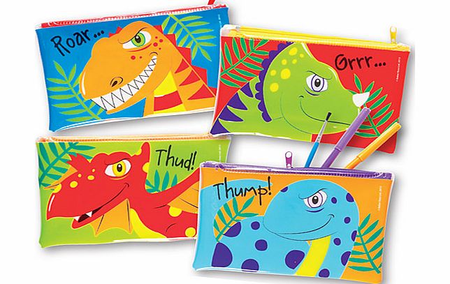 Yellow Moon Dinosaur Pencil Cases - Pack of 4