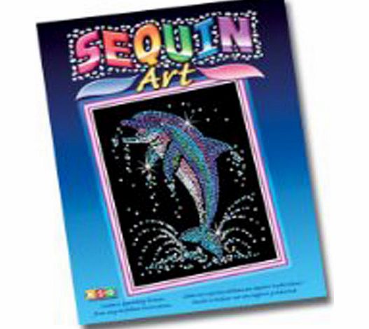 Yellow Moon Dolphin Sequin Art - Each
