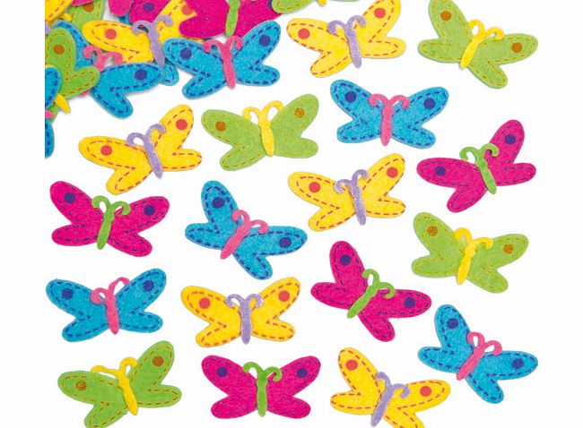 Yellow Moon Felt Butterfly Stickers - Pack of 40